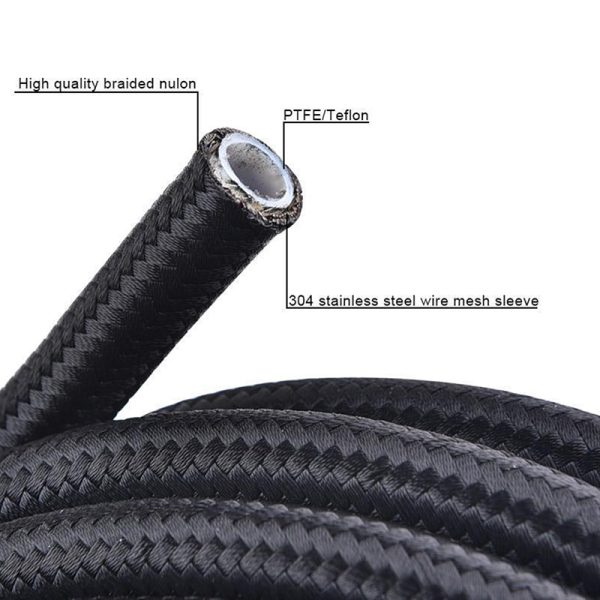 nylon braided ptfe fuel line an6 an8 an10 an12