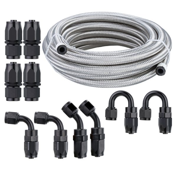 stainless steel braided rubber fuel line kit an16