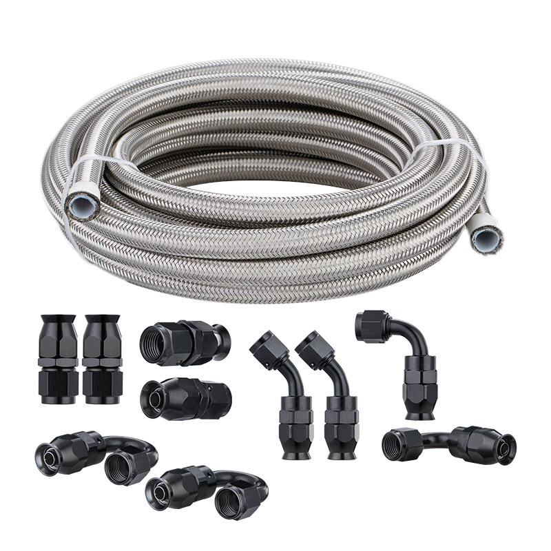 stainless steel braided rubber fuel line kit an6 an8 an10